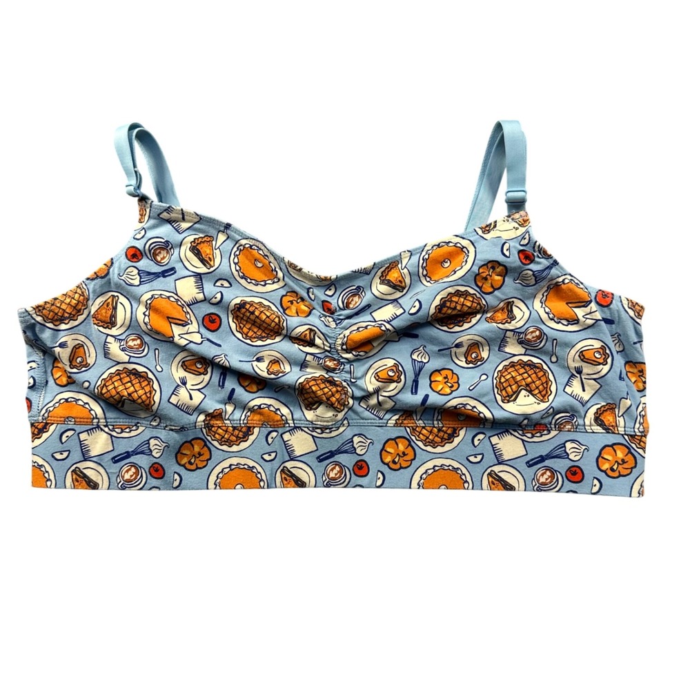 Duluth Trading Co Free Range Organic Cotton Slice of Pie Bralette Blue XL